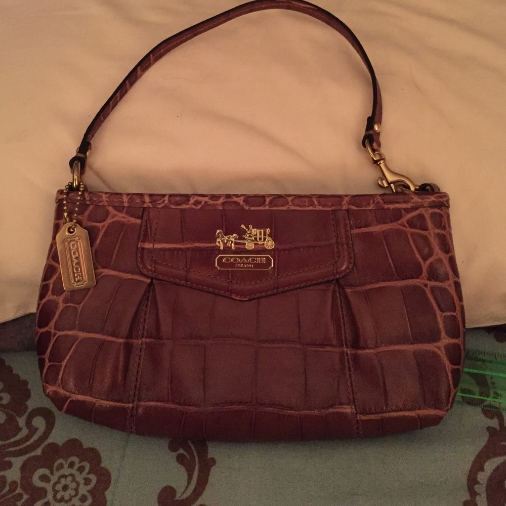 Leather coach clutch
